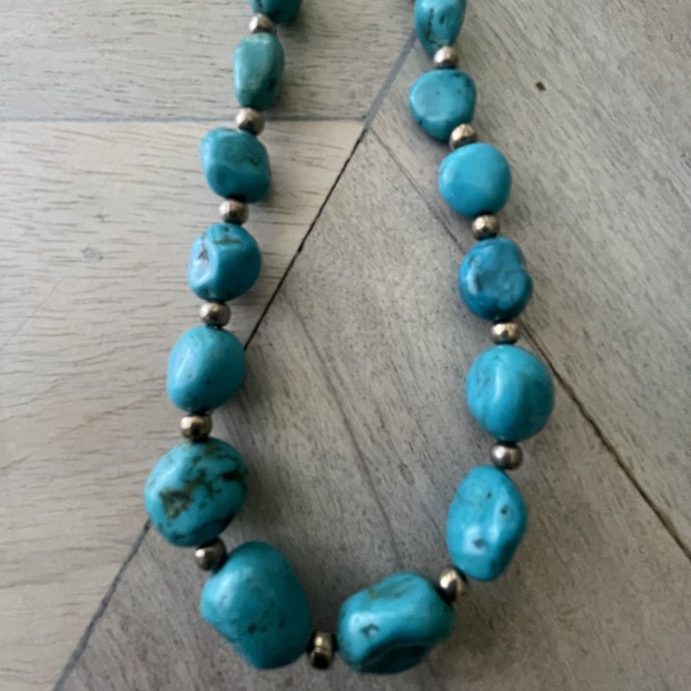 Turquoise & Sterling Silver Necklace - 17"